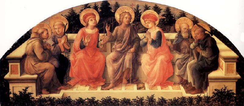 Fra Filippo Lippi Sts Francis,Lawrence,Cosmas or Damian,John the Baptist,Damian or Cosmas,Anthony Abbot and Peter oil painting picture